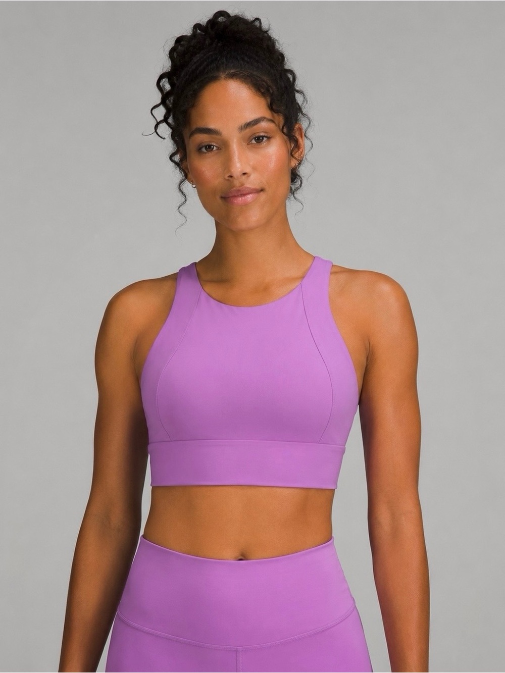Lululemon Free To Be Serene High Neck Long Line Bra Size 10 Purple Blossom Light